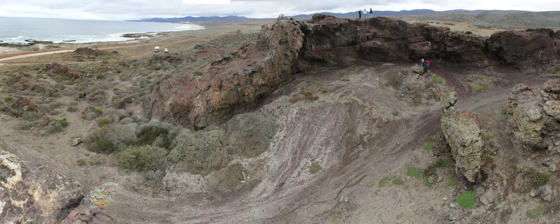 excavation site beach cliff