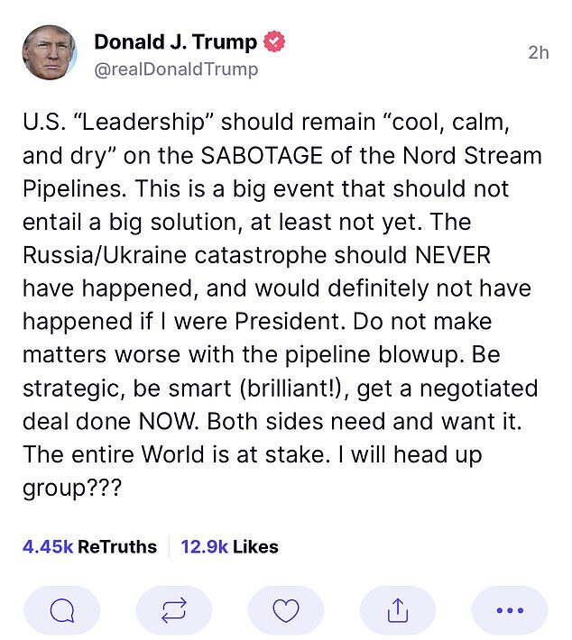 trump truth social nordstream