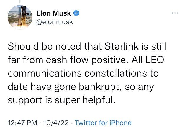 Click to enlarge Elon Musk, Twitter, Starlink