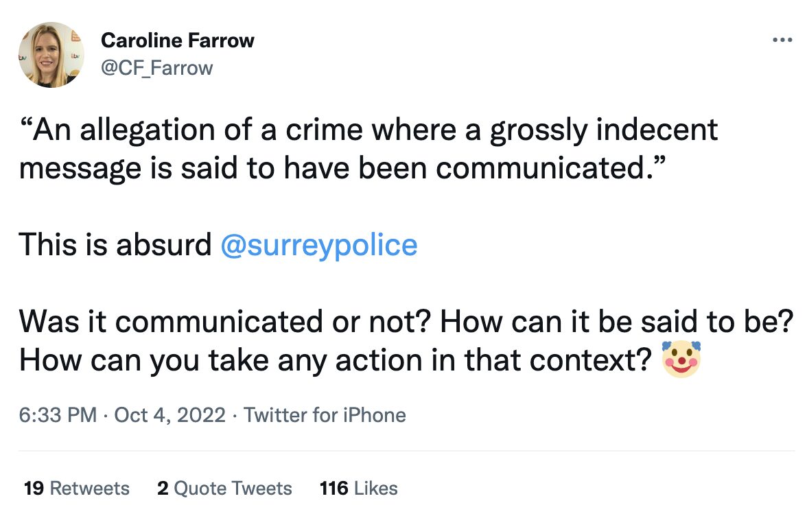 caroline farrow tweet