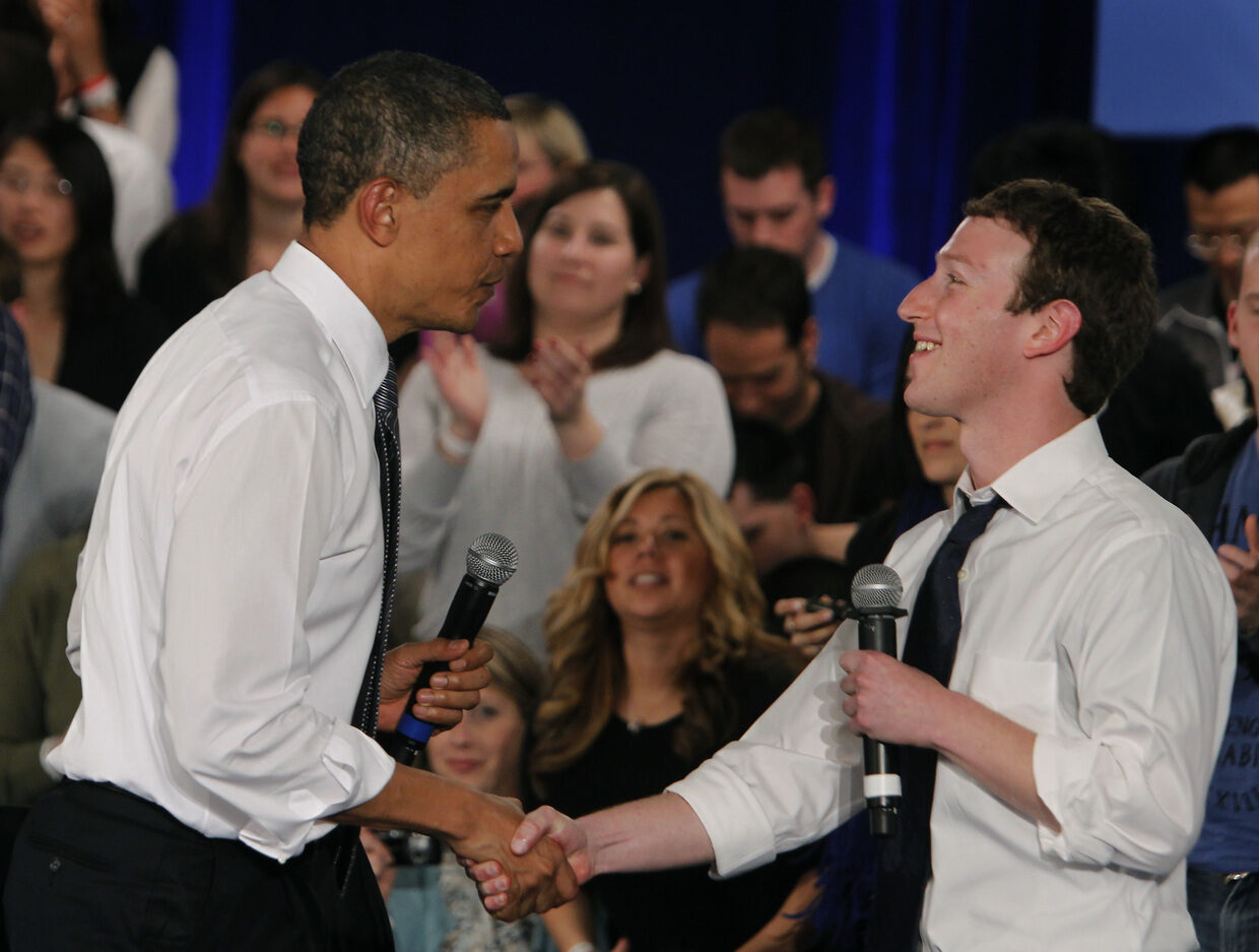 Click to enlarge Mark Zuckerberg, Barack Obama