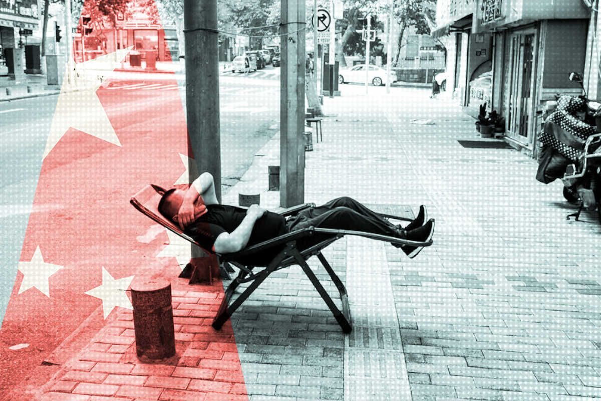 Chinese man napping, China