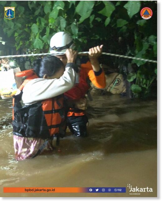 Evacuations after floods in South Jakarta,