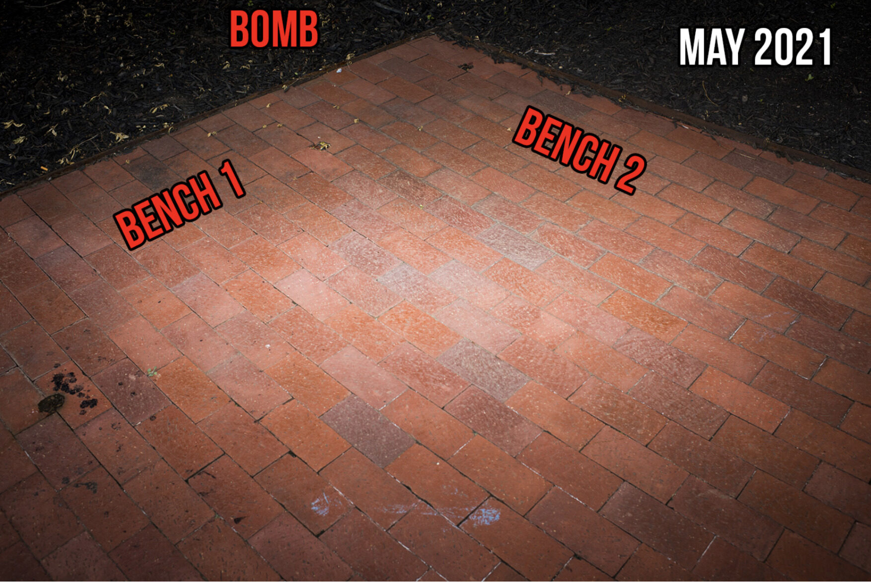 Click to enlarge benches removed DNC FBI pipe bomb hoax location