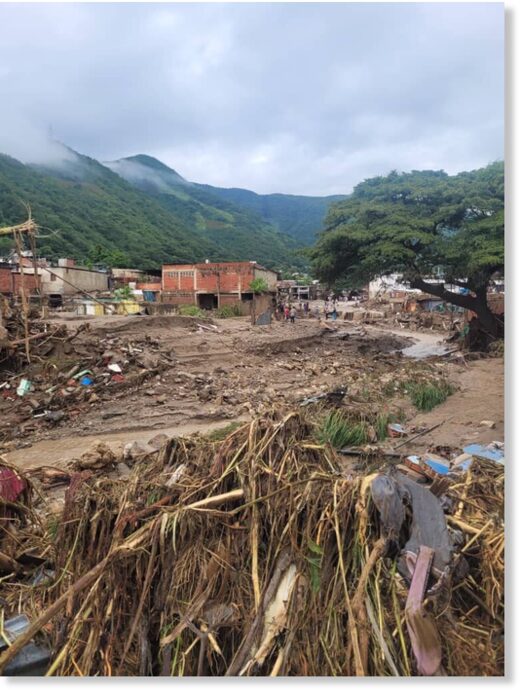 Flood damage in Tejerias, Aragua, Venezuela,