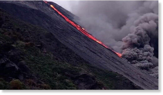 Lava spews and smoke billows as Italy’s Stromboli volcano erupts