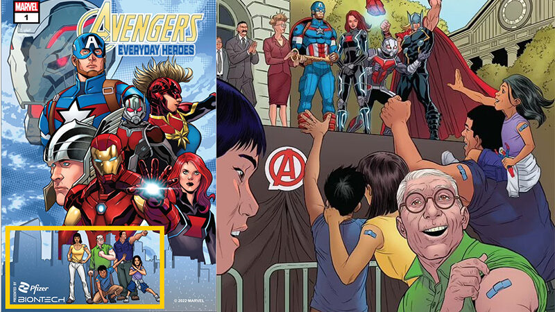 marvel comics pushes Pfizer covid vaccine