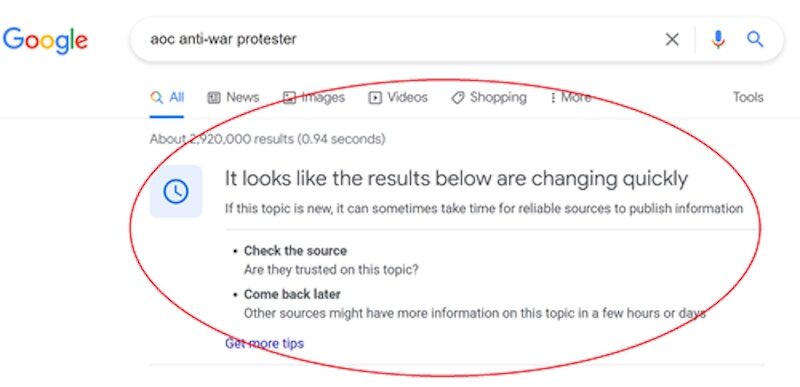 Google search of the AOC encounter with protesters