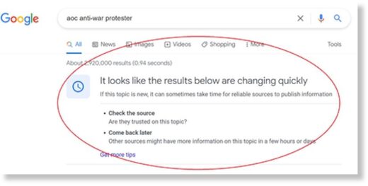 Google search of the AOC encounter with protesters