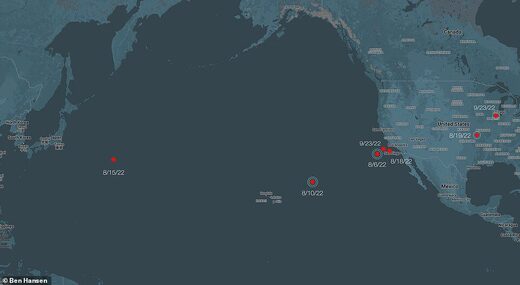Click to enlarge ufo sightings pacific ocean pilots 2022