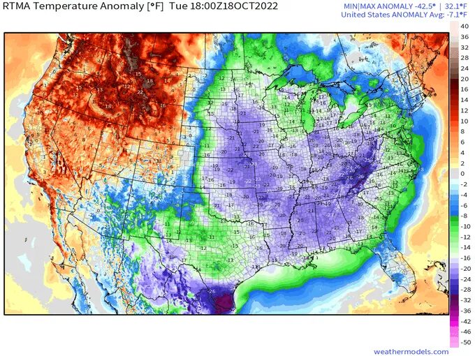 USA temperature anomaly