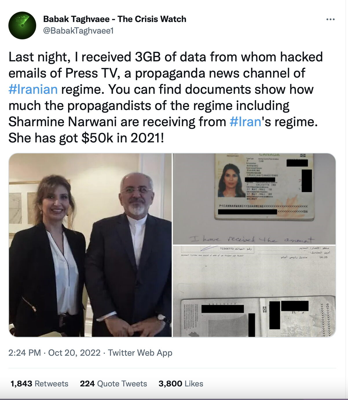 Click to enlarge tweet hacked documents PressTV