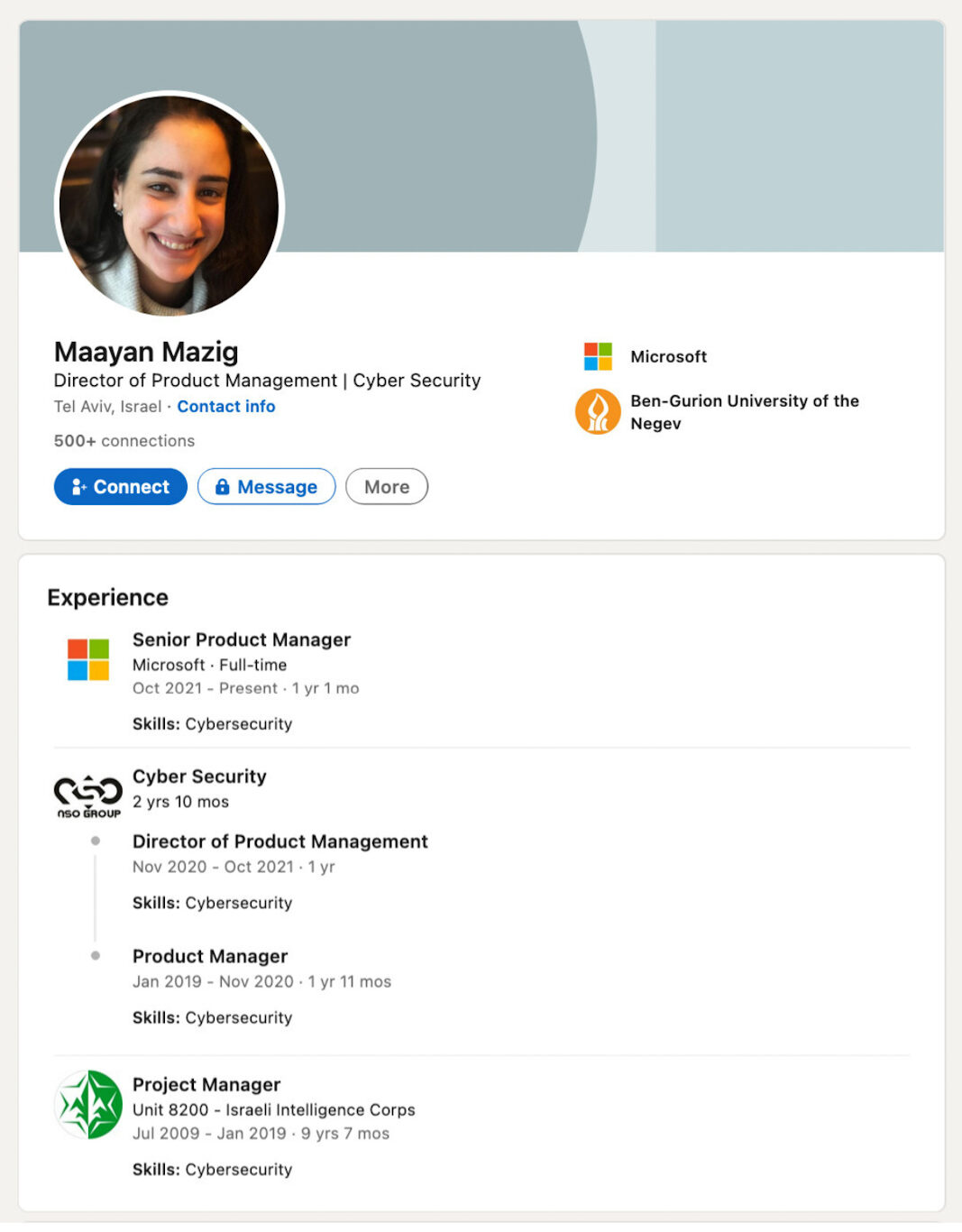 maayan mazig israel spy microsoft