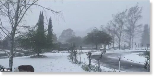 Icy gusts have lashed the east coast and snow is dumping just outside of Sydney