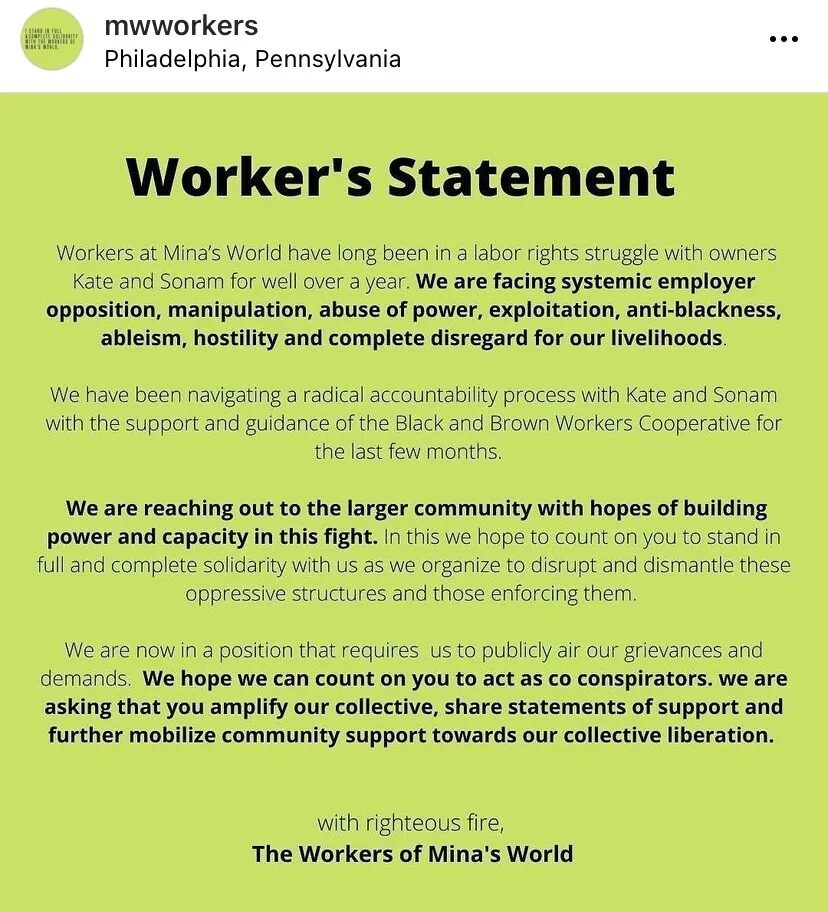 mina cafe worker manifesto