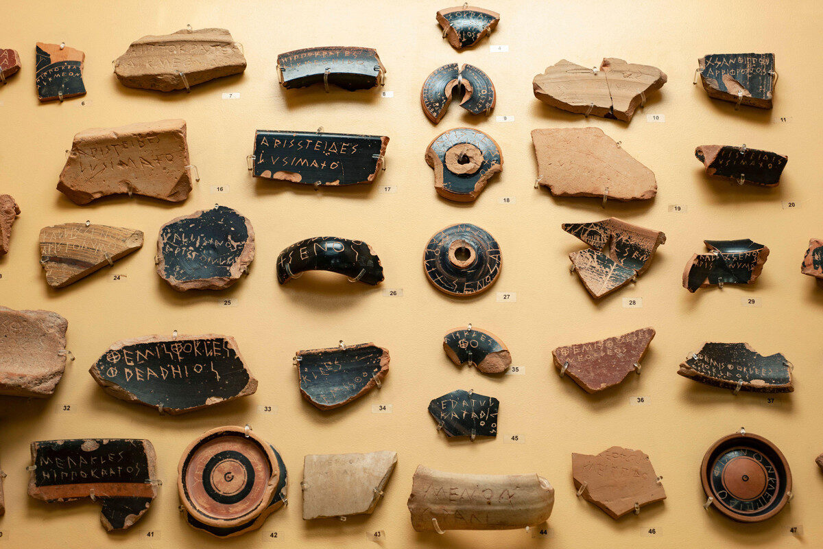 Click to enlarge Ostraka shards potteryballots Athens
