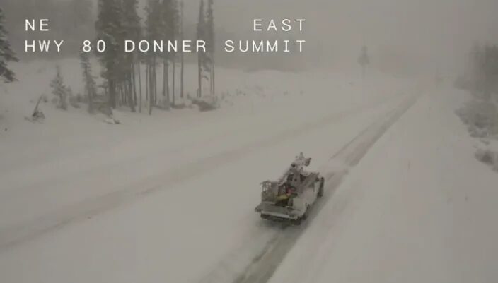 Click to enlarge Heavy snow atop Donner Summit along Interstate 80 in California on Nov. 8, 2022.