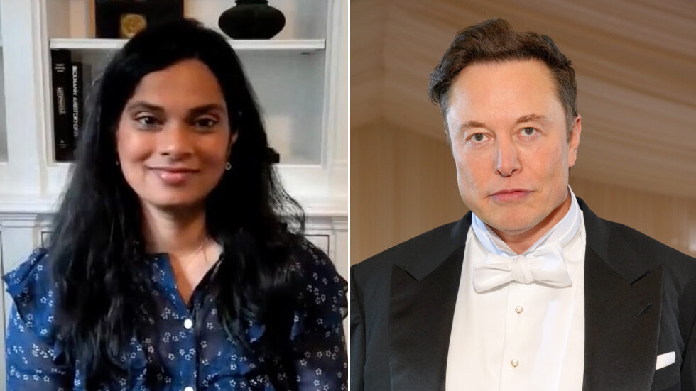 Click to enlarge Vijaya Gadde, Elon Musk