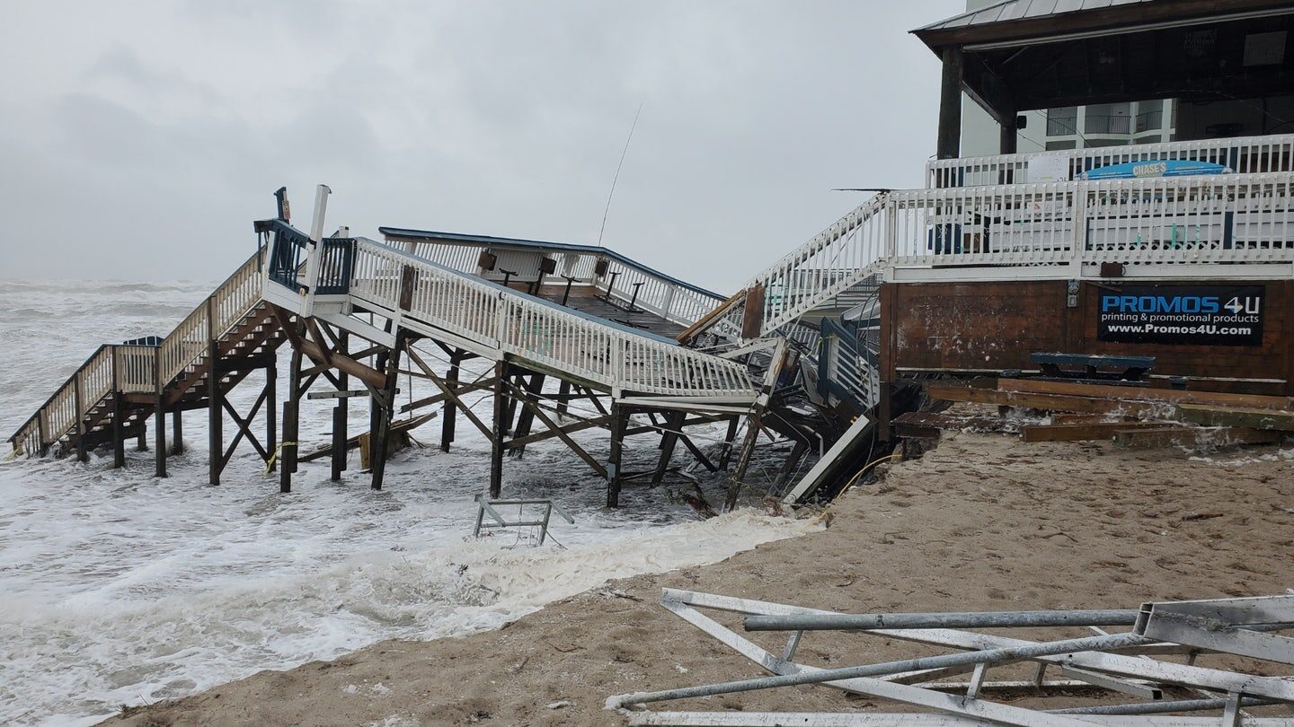 Beach erosion caused by Tropical Storm Nicole