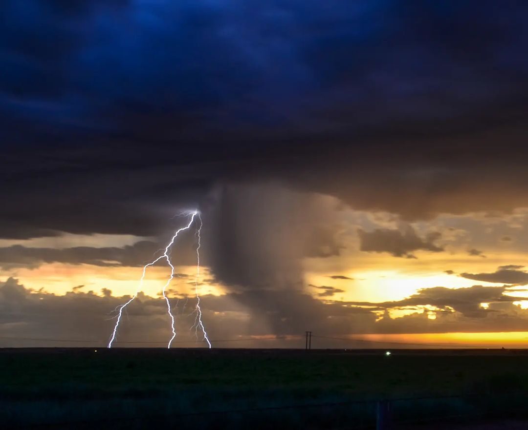 One of the weekend’s lightning strikes over Pinkertons Plains in SA on Saturday.