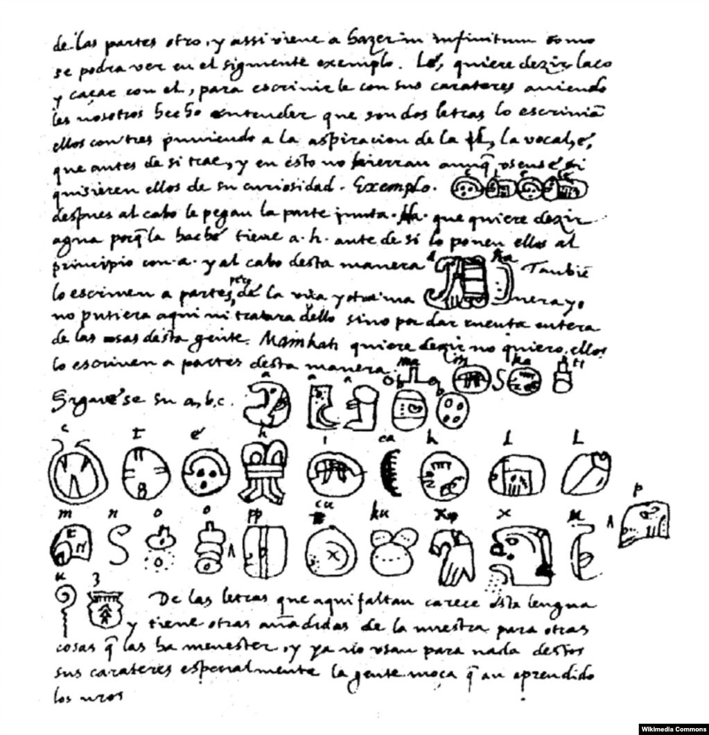 Click to enlarge diego de langa mayan glyphs conquest