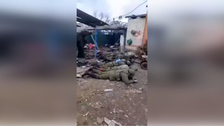 Russian soldiers surrendering to the Ukrainian forces