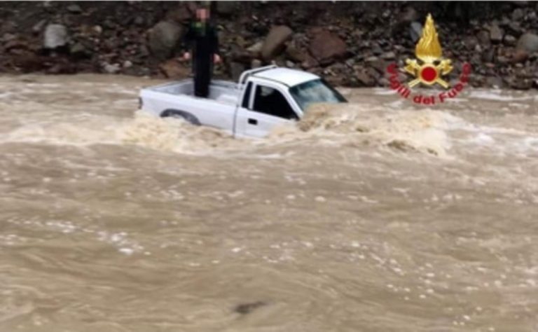 Flood rescue in Piancastagnaio, Siena, Tuscany
