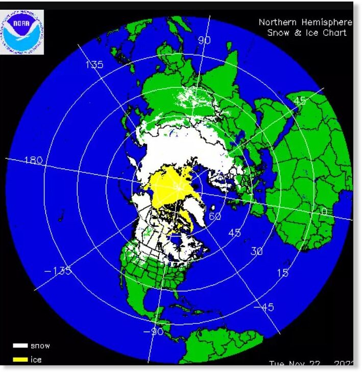 Northern Hemisphere snow cover is 2nd highest in 17 years