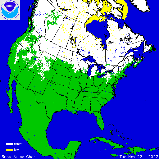 Snow cover across North America