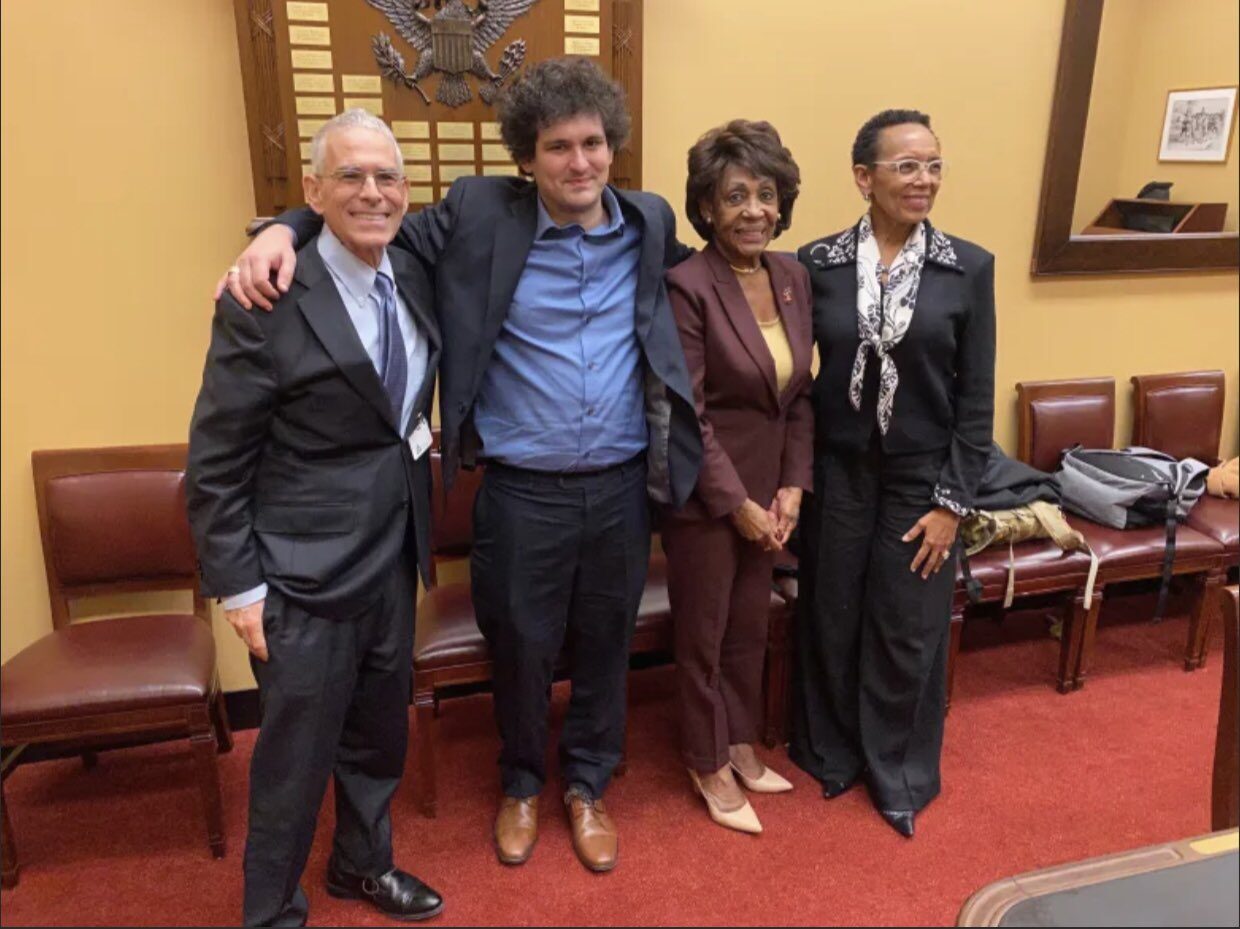 Click to enlarge Bankman-Fried and House Financial Services Committee Chair Maxine Waters