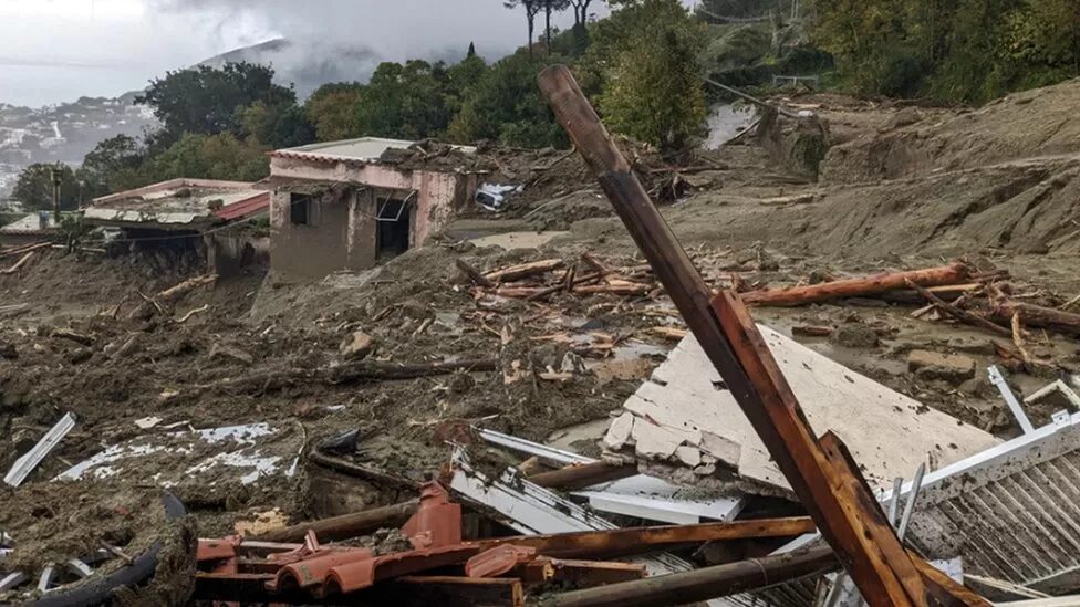 Click to enlarge The mudslide dragged debris and trees down the mountains towards the coast of the island of Ischia
