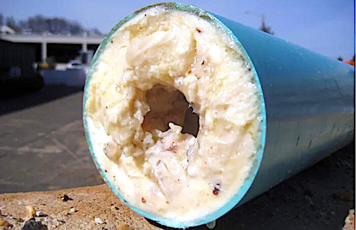 Click to enlarge clogged pipe