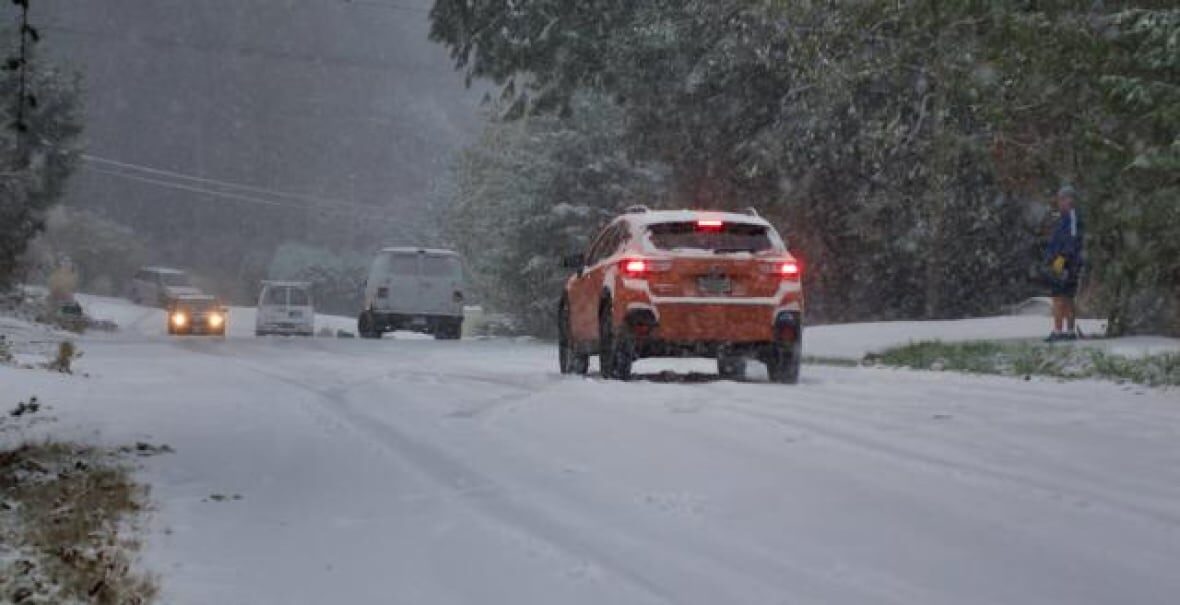 Click to enlarge Steep hills in Gibsons, B.C., became very slippery on Tuesday as snow pummeled the area, photographer Scott Blackley said.