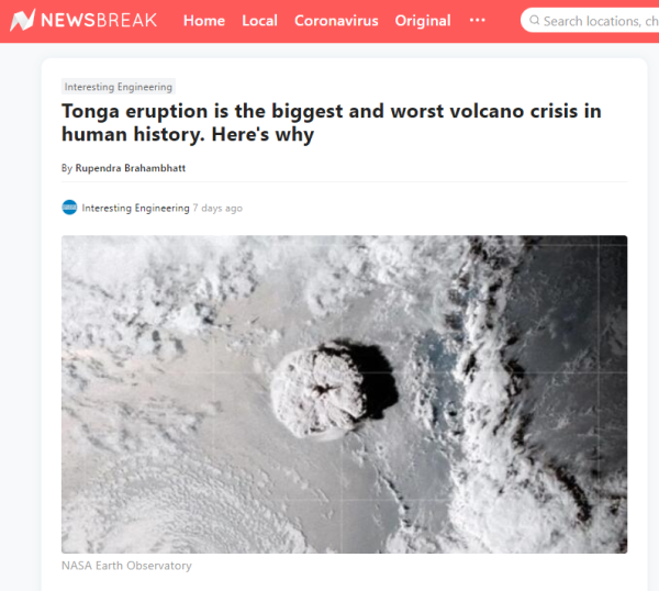 Tonga Eruption