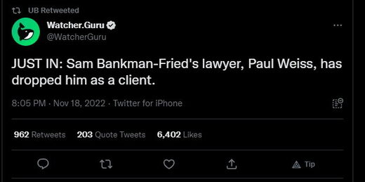 FTX lawyer drops bankman fried