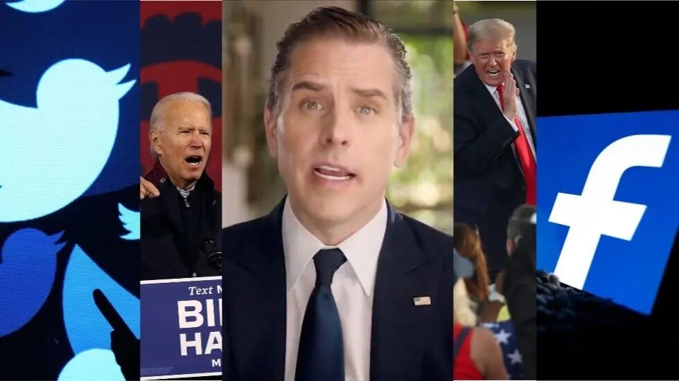 twitter facebook collage biden joe hunter trump