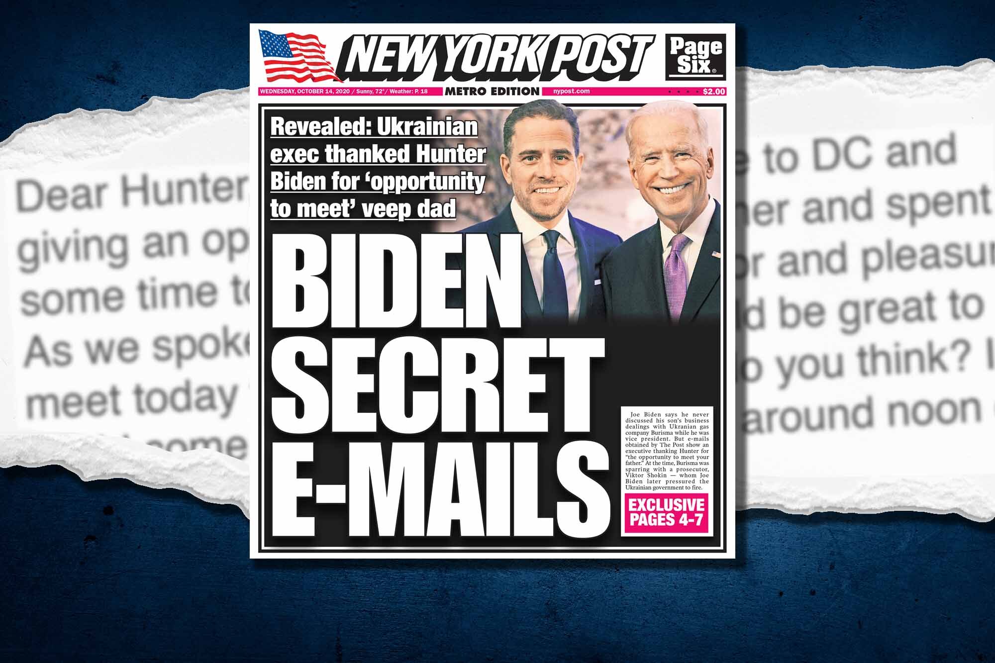 Click to enlarge new york post hunter laptop emails ukraine corruption Joe
