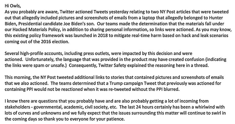 Click to enlarge twitter internal memo hunter laptop censor