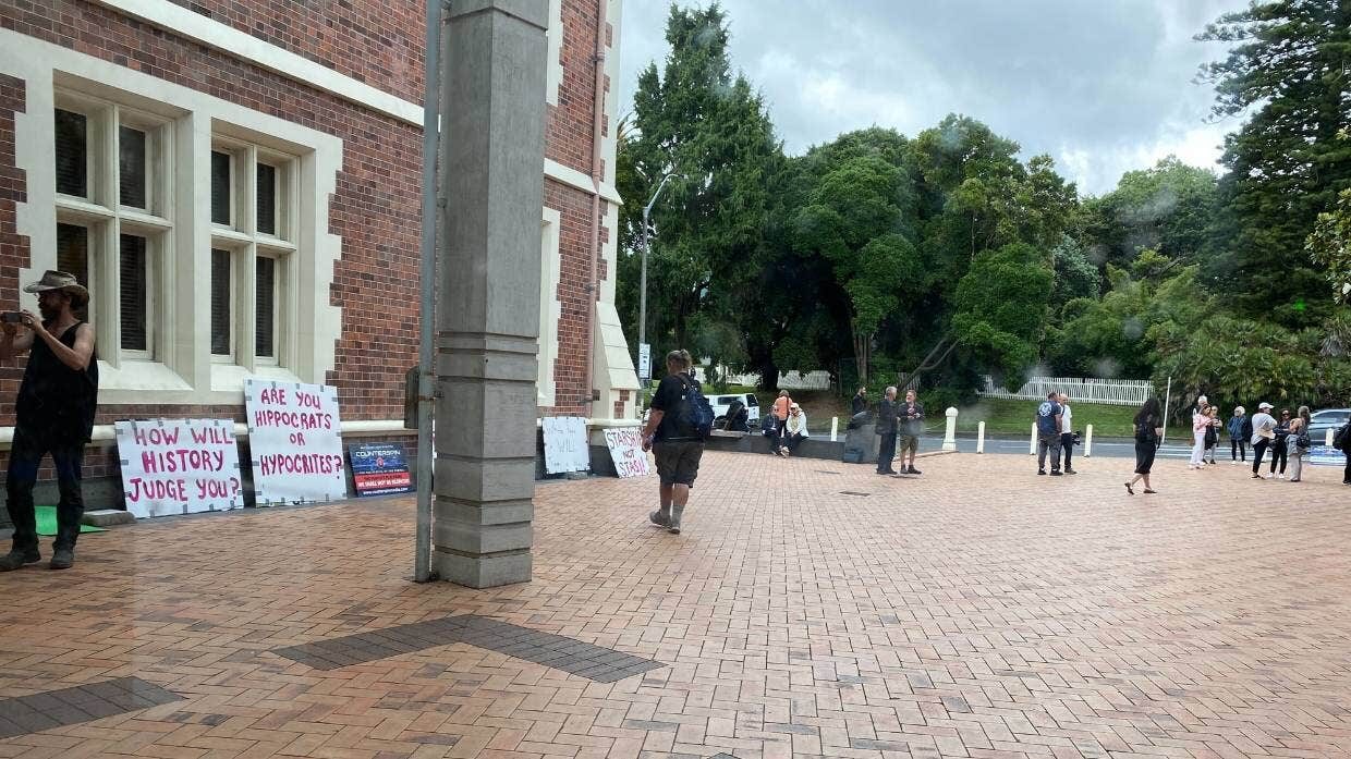 Click to enlarge protesters high court NZ