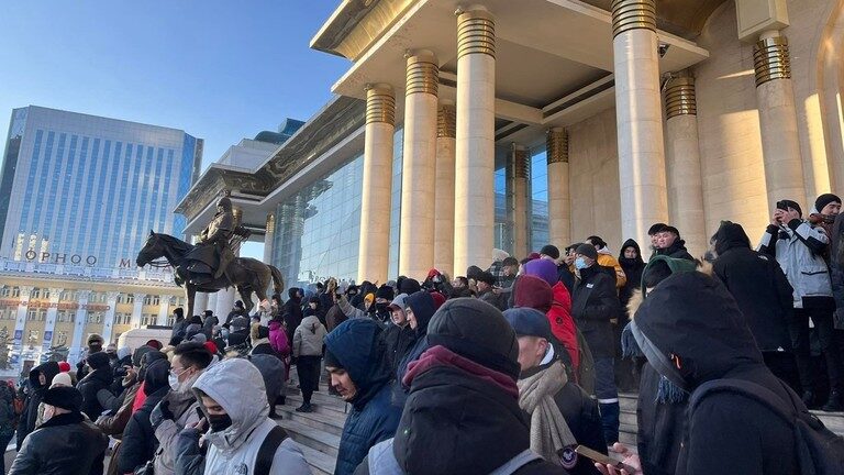 Click to enlarge Citizens protest against the the allegations about government corruption in the capital Ulaanbaatar