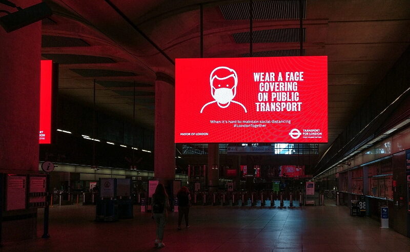 britain face mask bill board warning covid