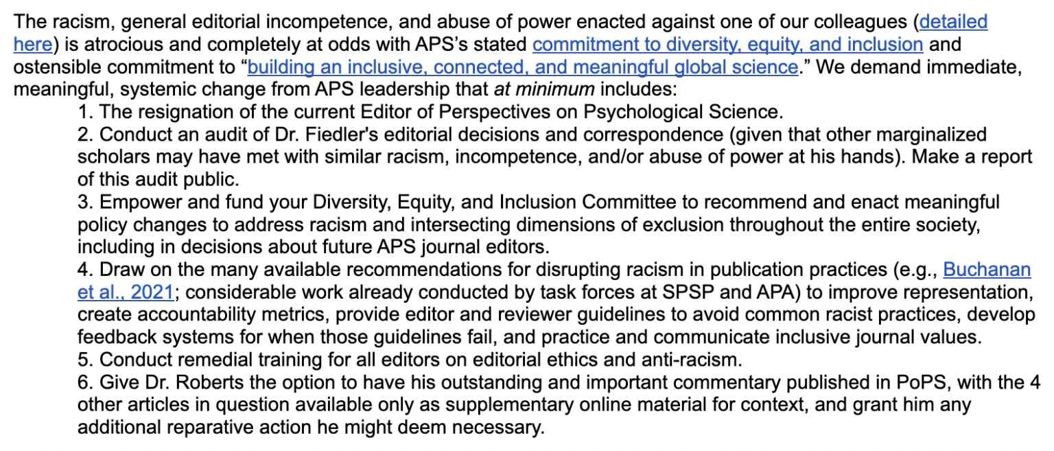 Click to enlarge open letter against klaus fiedler