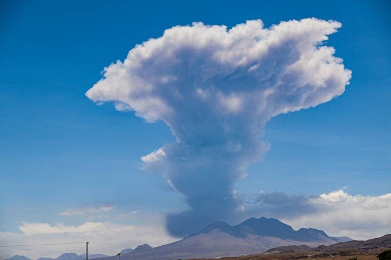 Click to enlarge The Lascar volcano in Chile spews a stream of