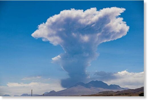 Click to enlarge The Lascar volcano in Chile spews a stream of