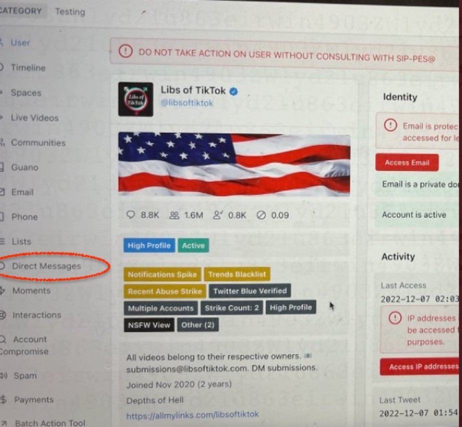 Libs of TikTok, Twitter Files, Twitter backend
