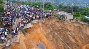 Floods, landslides and sinkholes following heavy rain caused severe damages in Kinshasa, Democratic Republic of the Congo, on 13 December 2022.