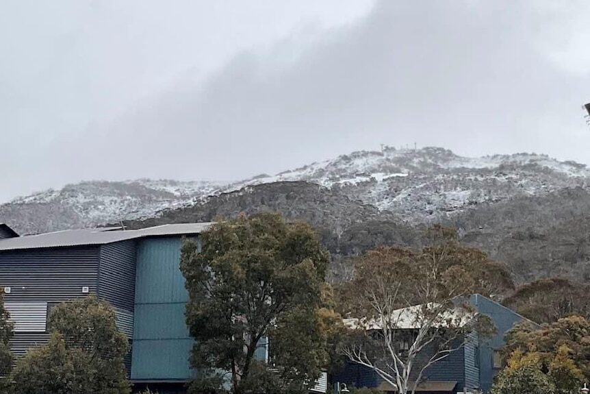 Snow seen from Thredbo Village on Wednesday morning.