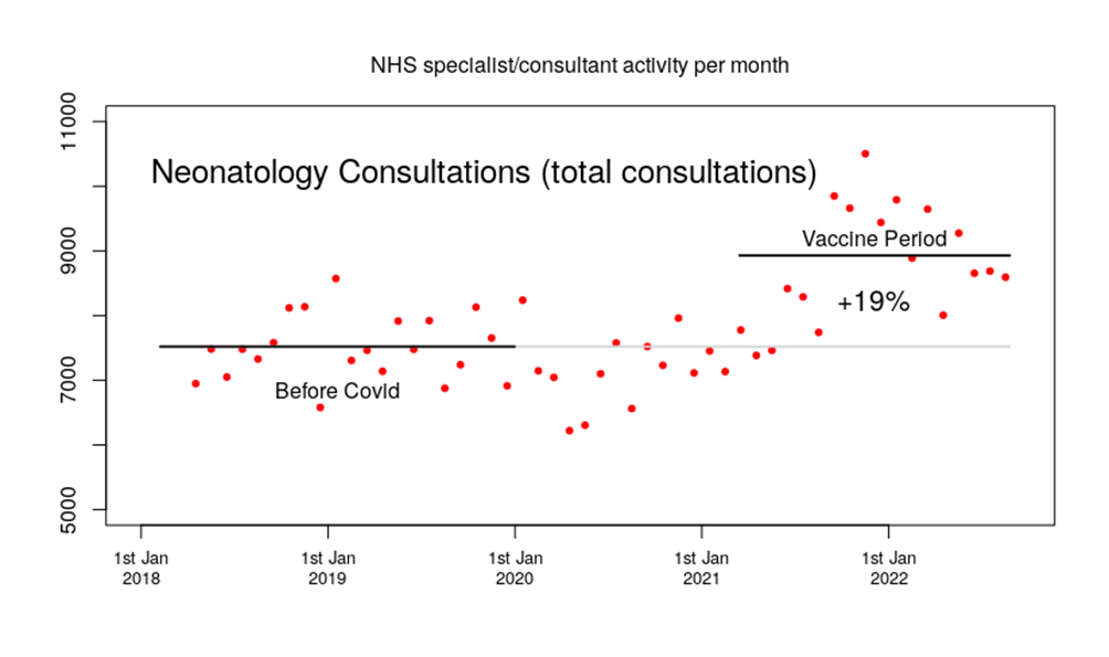 Neonatology consultations per month