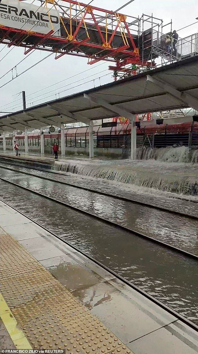 A view of flooding at the Orcasitas station in Madrid, Spain, December 14, 2022