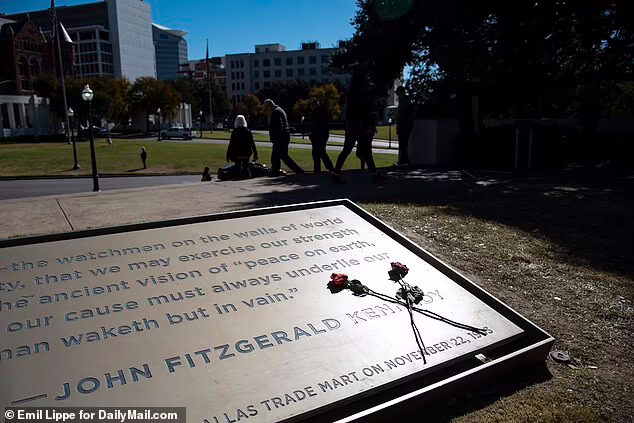 Flowers at Dealey Plaza JFK Plaque